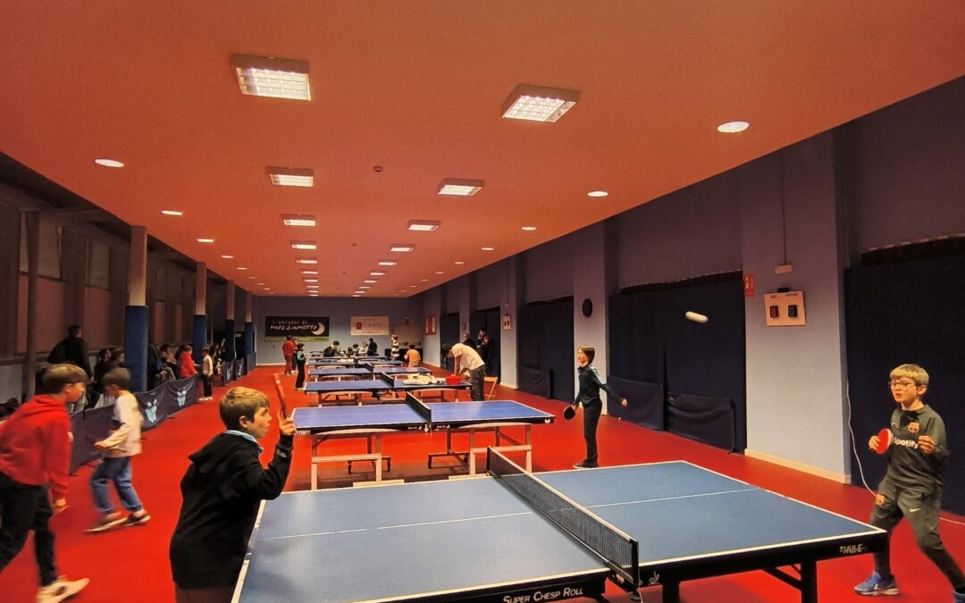 17 nois i noies de 8 escoles de Sant Cugat en la 3a Jornada de Tenis de Taula Escolar Aleví